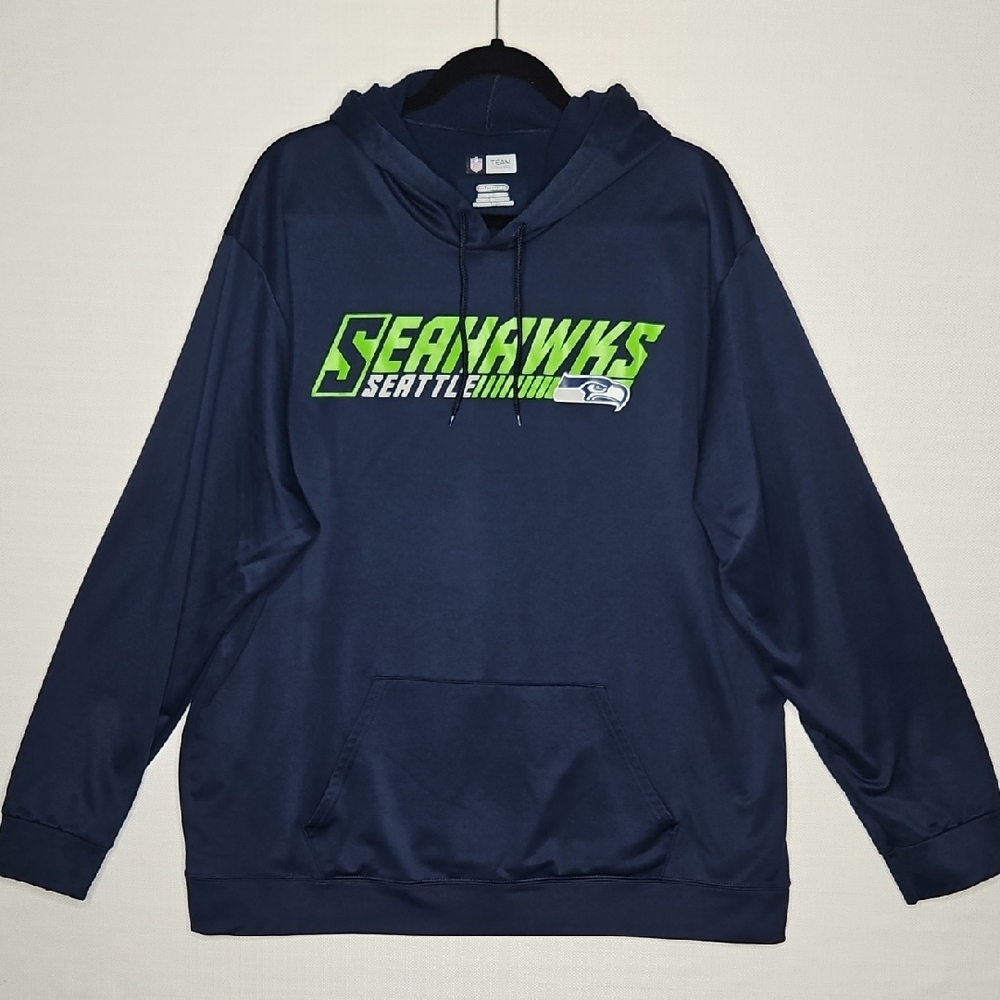 NFL Team Apparel Seattle Seahawks Navy Blue Hoodie with Front Pocket 2XL
